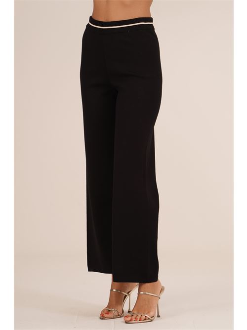 Pantalone palazzo in maglia Love To Love by Gai Mattiolo | LT678NERO/BEIGE